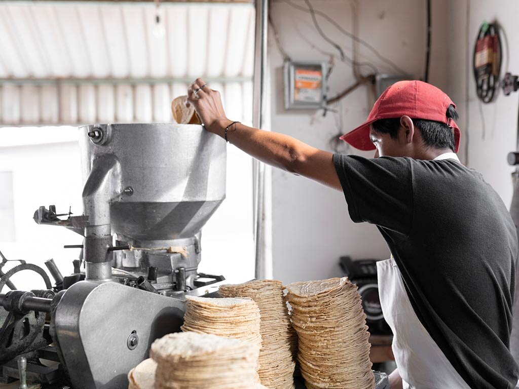 2. Coloca las tiras de carne de pato en el centro de cada tortilla.