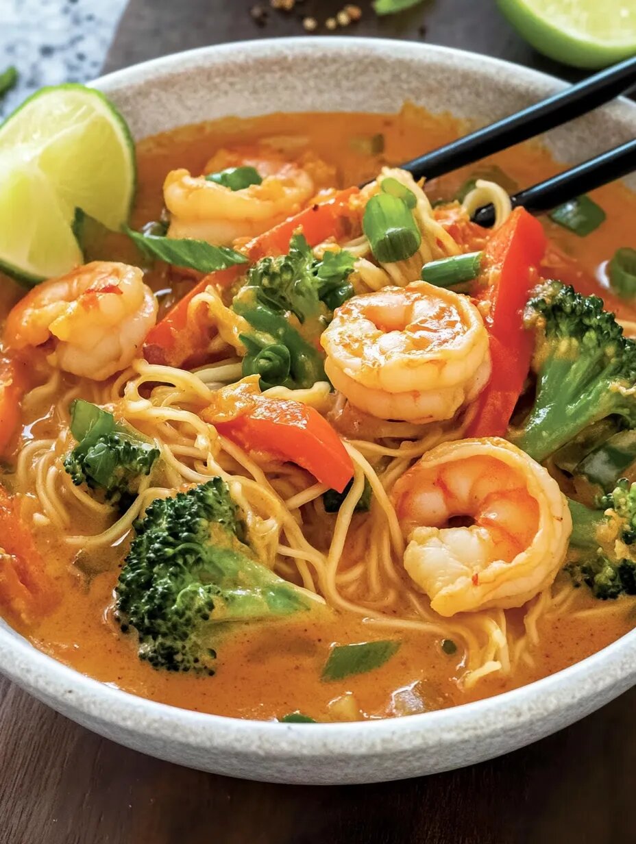Pasos para preparar el ramen de gambas y verduras  