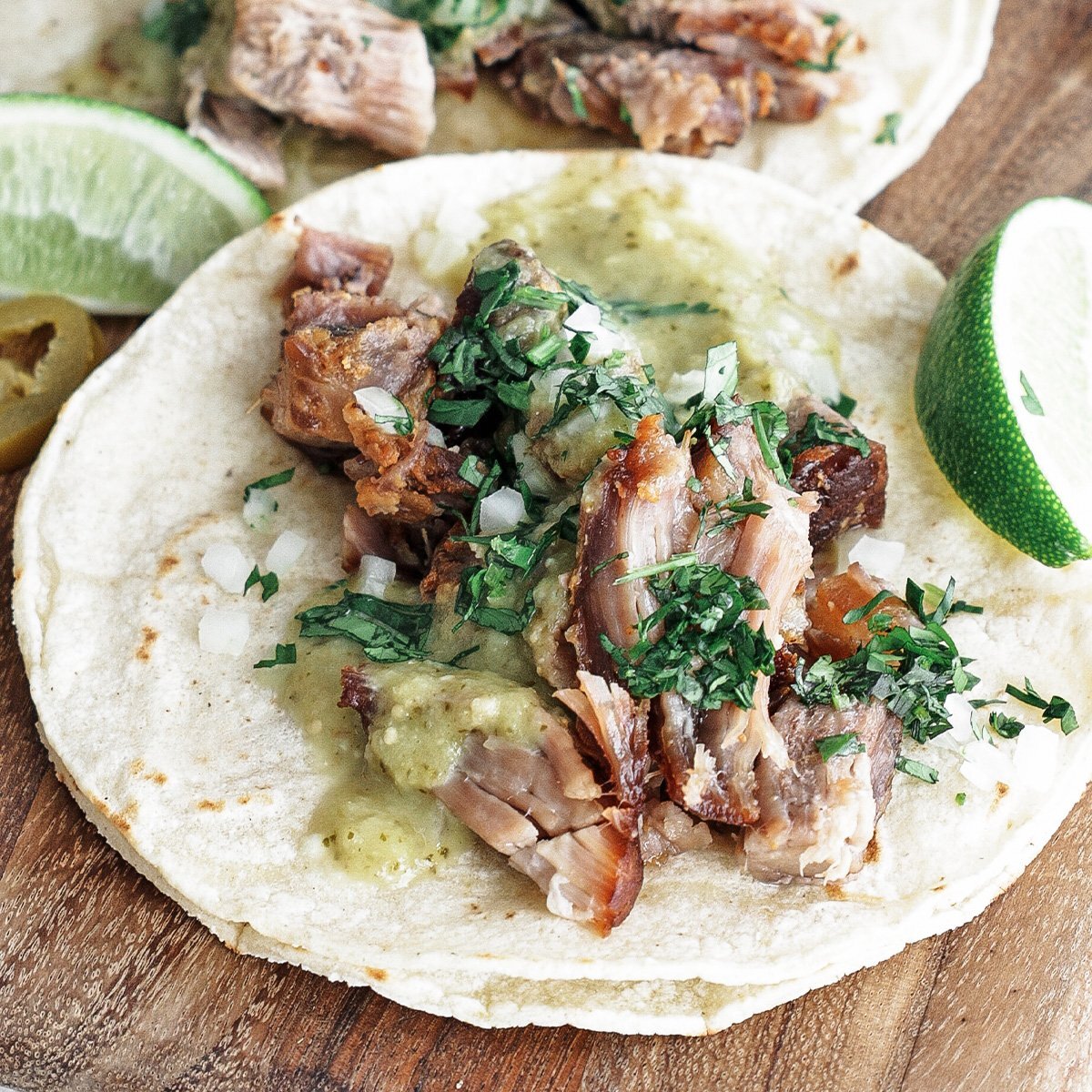 Pasos para preparar los tacos de carnitas con salsa verde