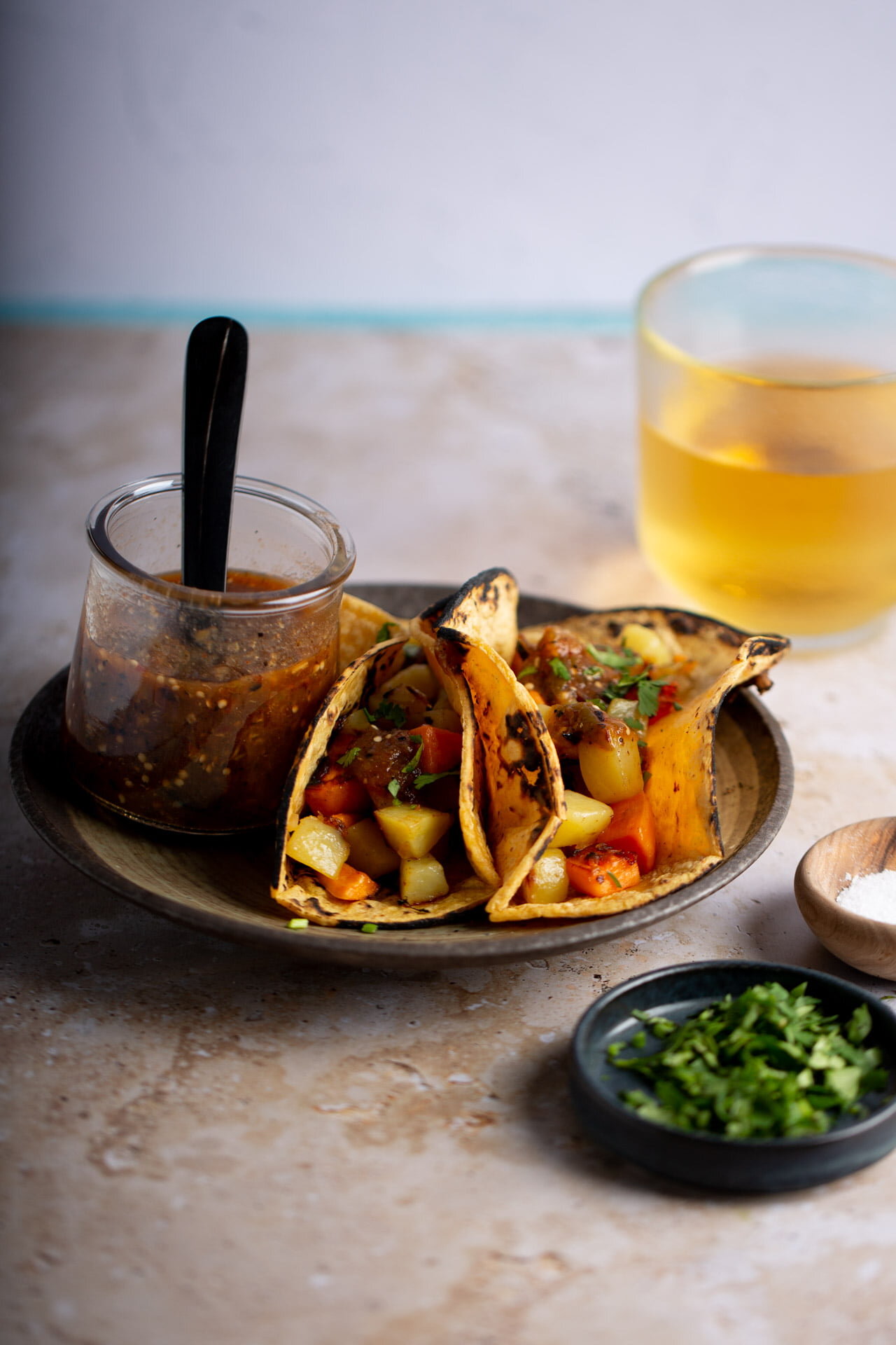 Preparación de los tacos de camote