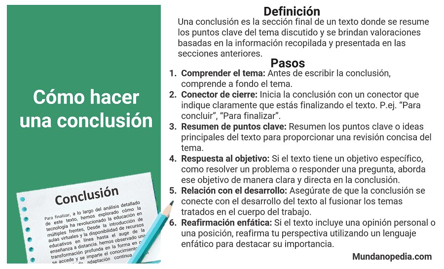 Conclusiones para un plato inolvidable